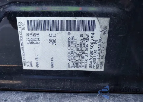 2021 Nissan Maxima Sv Xtronic Cvt from USA, damaged, VIN 1N4AA6CV9MC508294